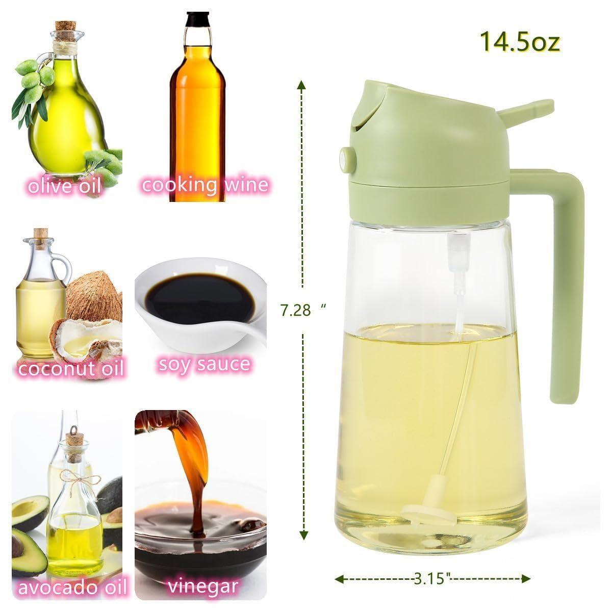 Portable Glass Oil Dispenser with Spray & Pour Function – 500ml | Ideal for Kitchen & Grilling