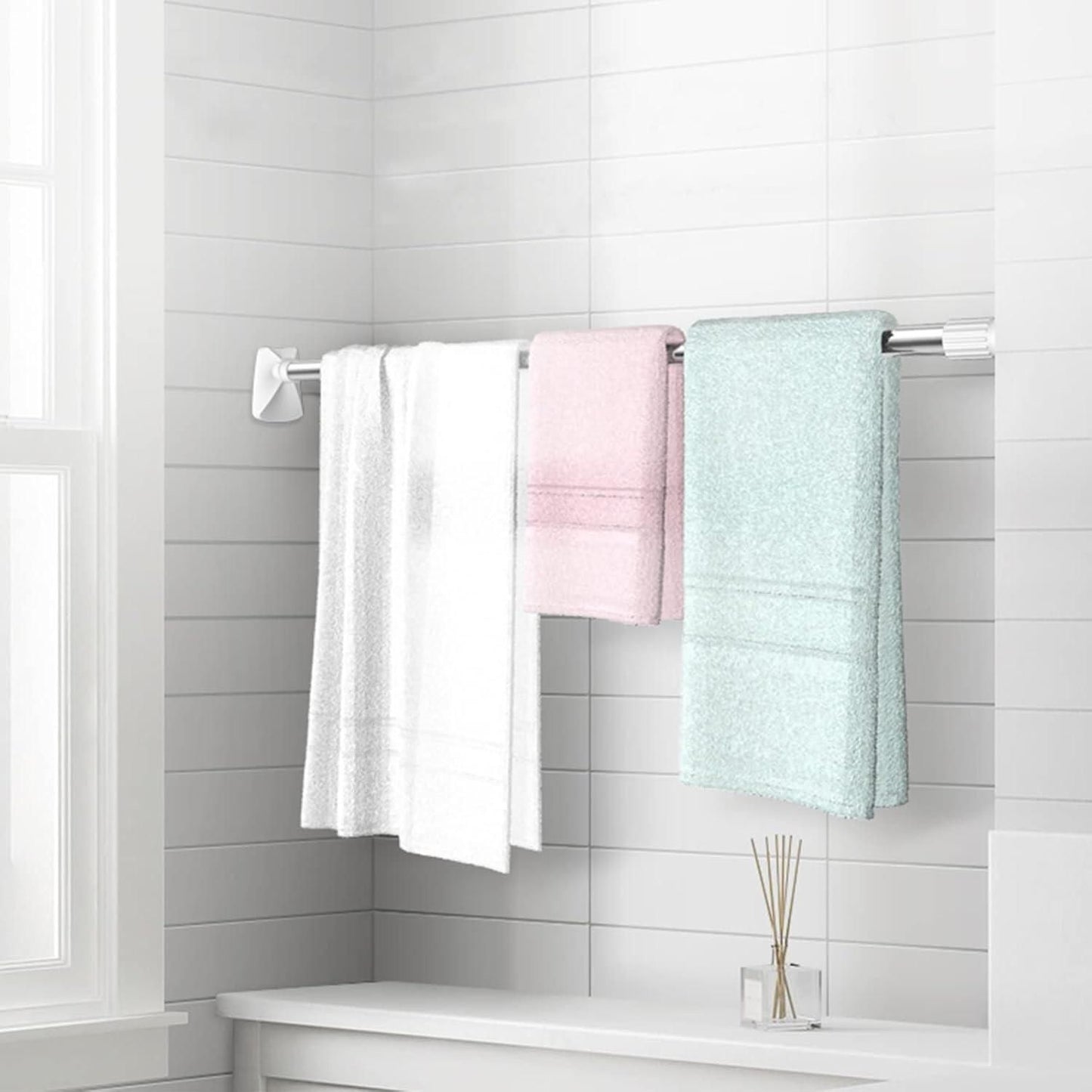 Adjustable Hanging Rod for Window, Closet & Bathroom – No Drill Installation