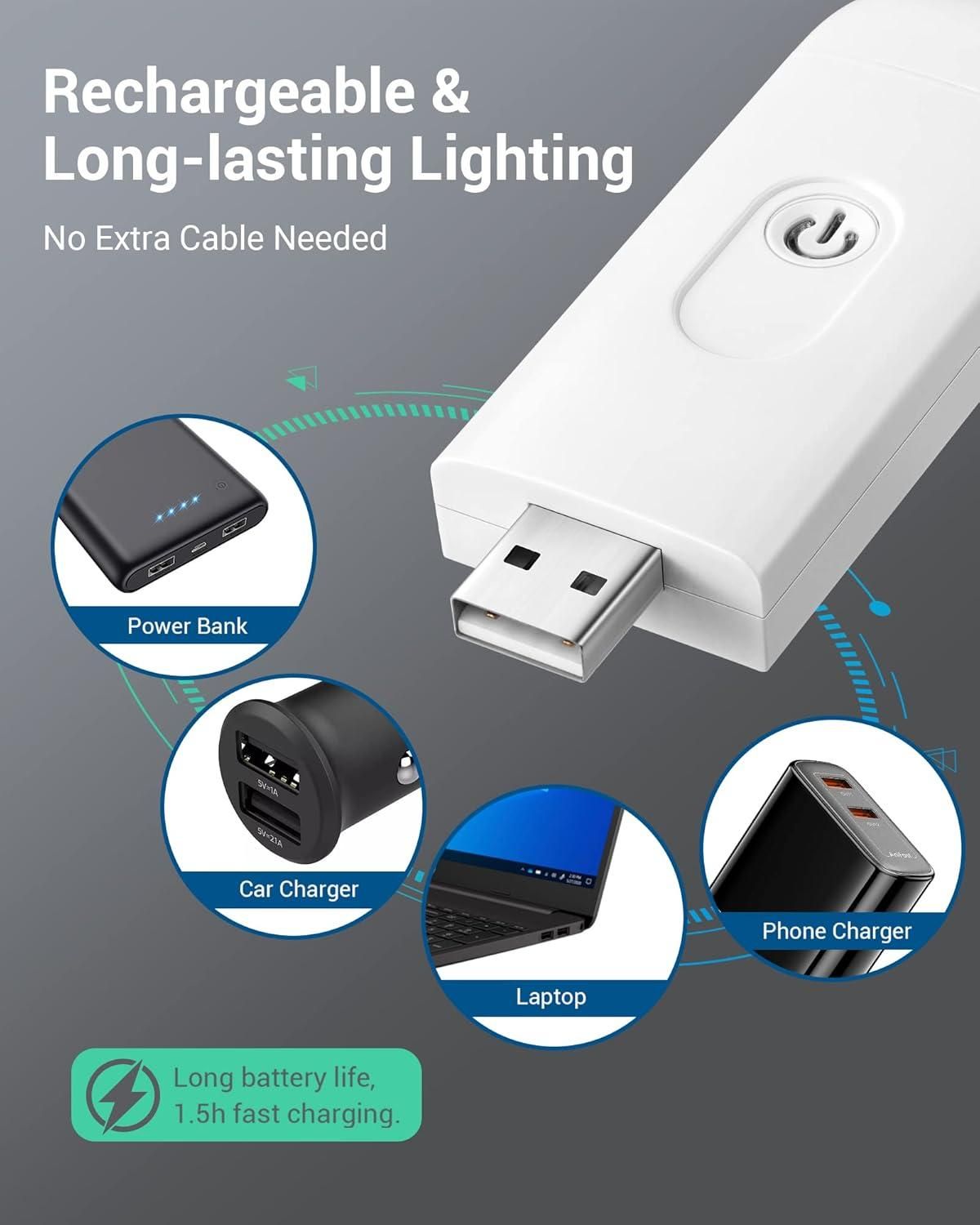 USB Rechargeable Book Reading Light with Adjustable Brightness – Eye Protection Design