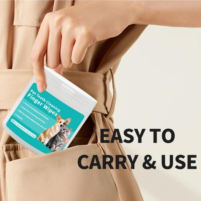 Disposable Dental Finger Wipes for Pets – 50 Count Pack for Easy Pet Oral Care