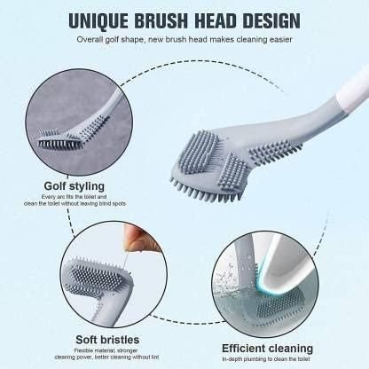 Golf Toilet Brushes with Flexible Silicone Heads and Wall-Mounted Holders – Pack of 2
