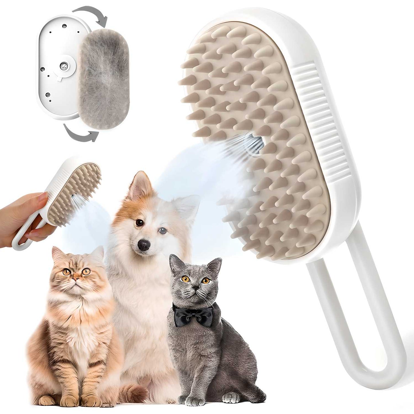 Steam Brush for Dogs and Cats – Gentle Grooming with a Warm Touch