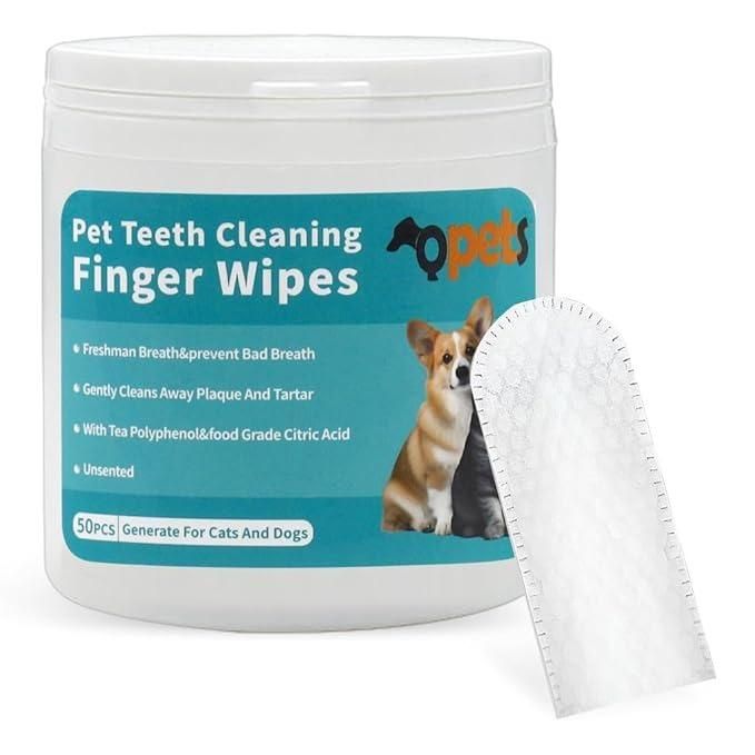 Disposable Dental Finger Wipes for Pets – 50 Count Pack for Easy Pet Oral Care