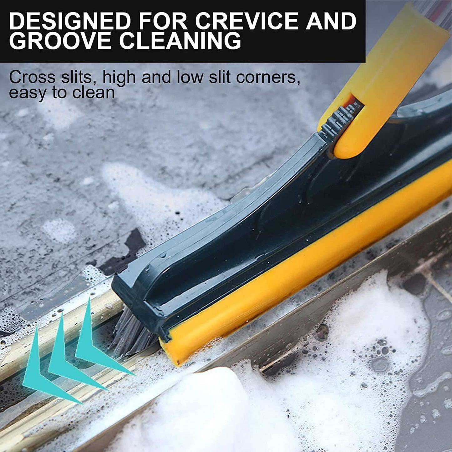 Bathroom Tiles Cleaner Brush with Long Handle and 120° Rotating Head