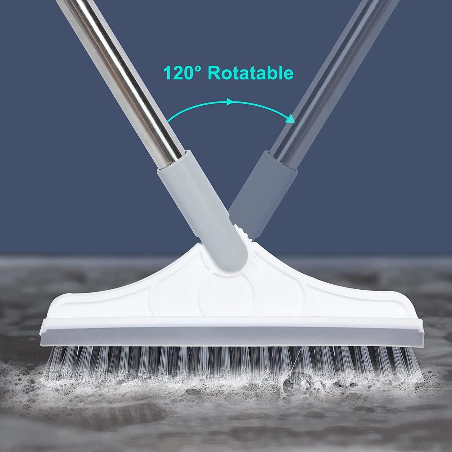 Bathroom Tiles Cleaner Brush with Long Handle and 120° Rotating Head