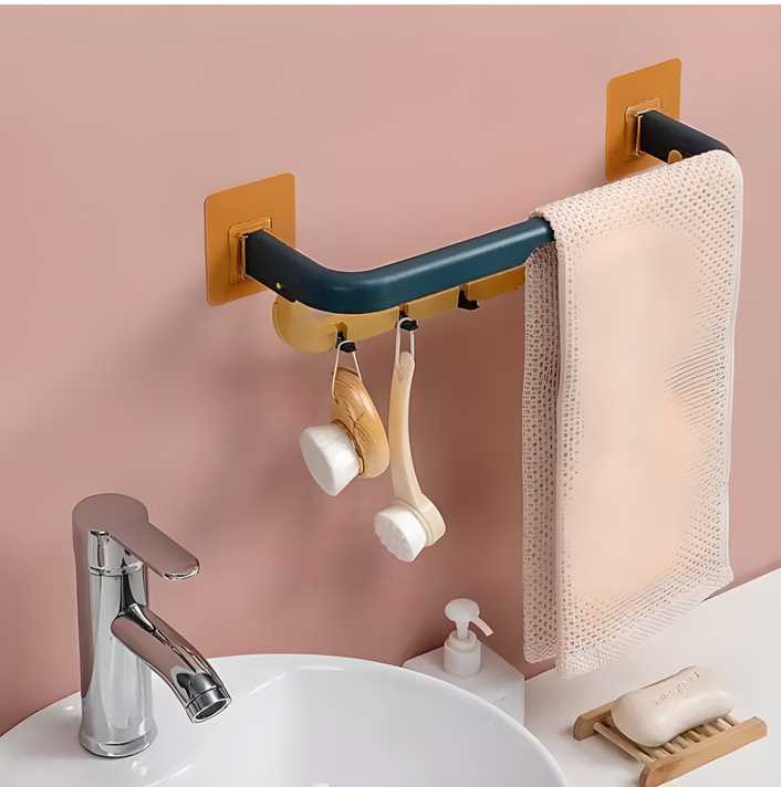 Double Layer Plastic Towel Rack with Hooks – Stylish Space Saver for Every Corner!