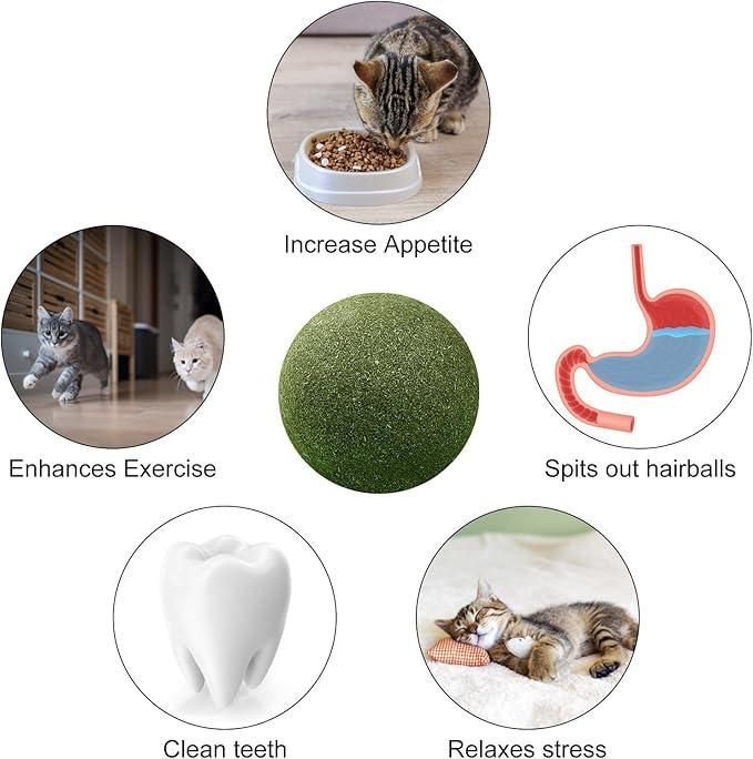 Natural Cat Mint Toy Ball – Sisal & Bamboo Chew Ball for Play & Oral Health