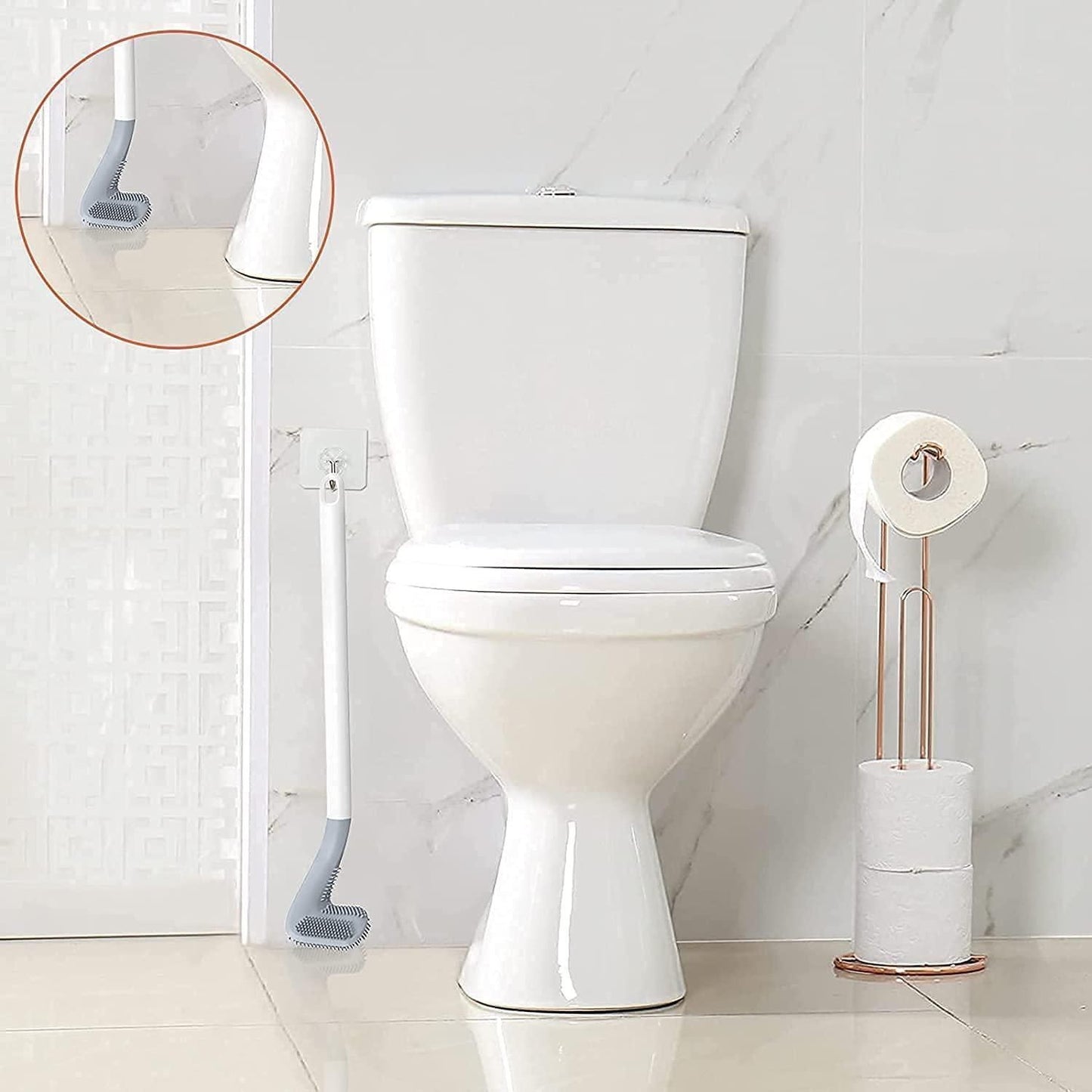 Golf Toilet Brushes with Flexible Silicone Heads and Wall-Mounted Holders – Pack of 2