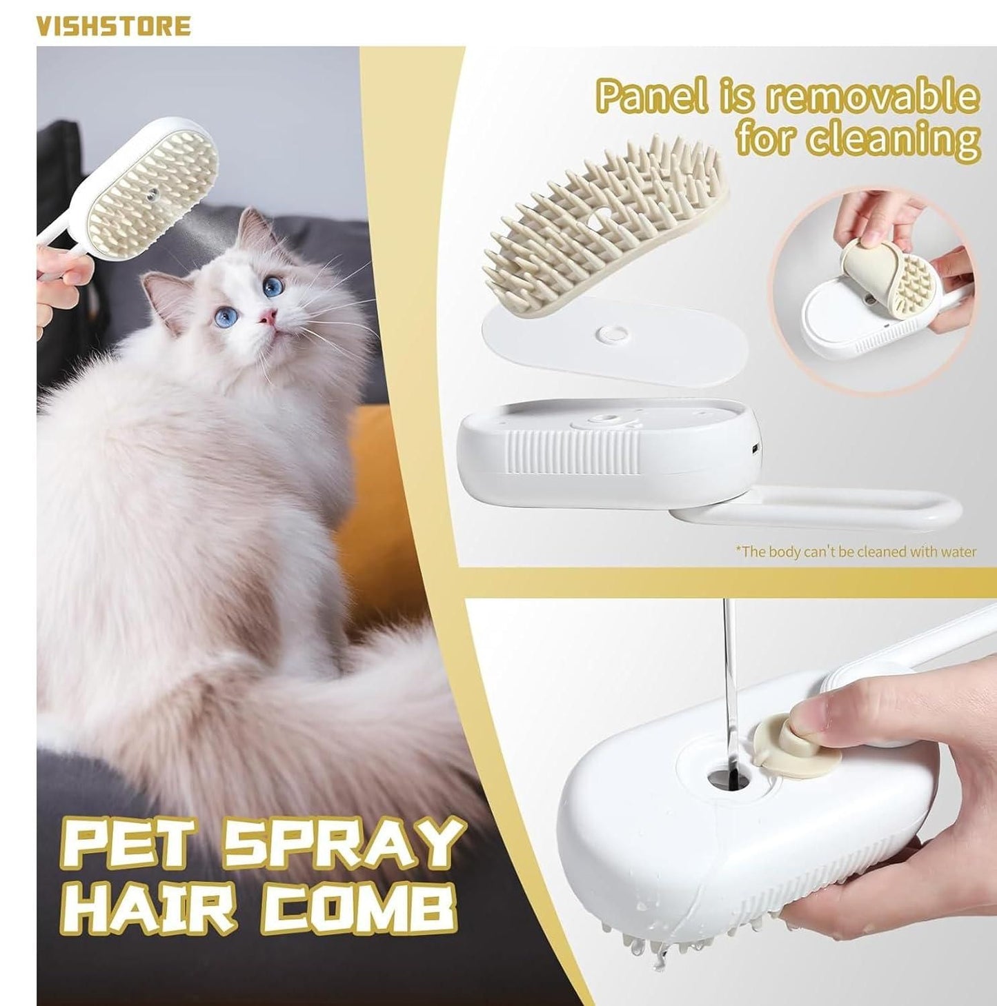 Steam Brush for Dogs and Cats – Gentle Grooming with a Warm Touch