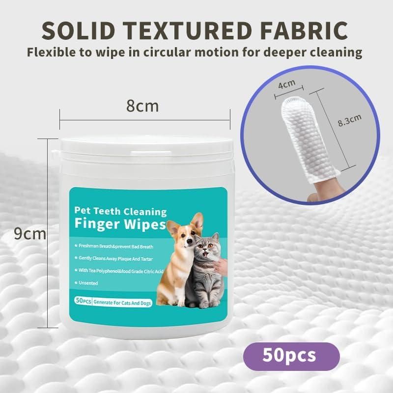 Disposable Dental Finger Wipes for Pets – 50 Count Pack for Easy Pet Oral Care