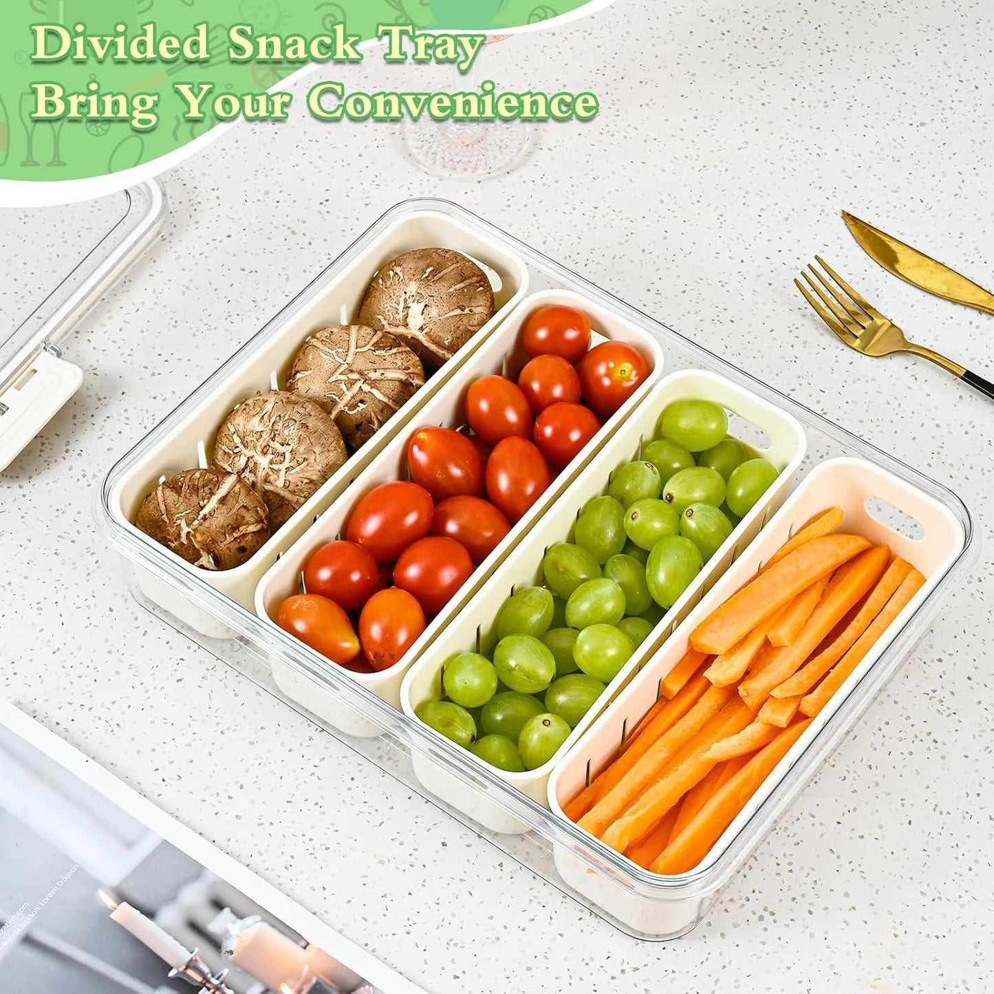 Fridge Storage Box with Four Compartments – Neatness Made Easy!