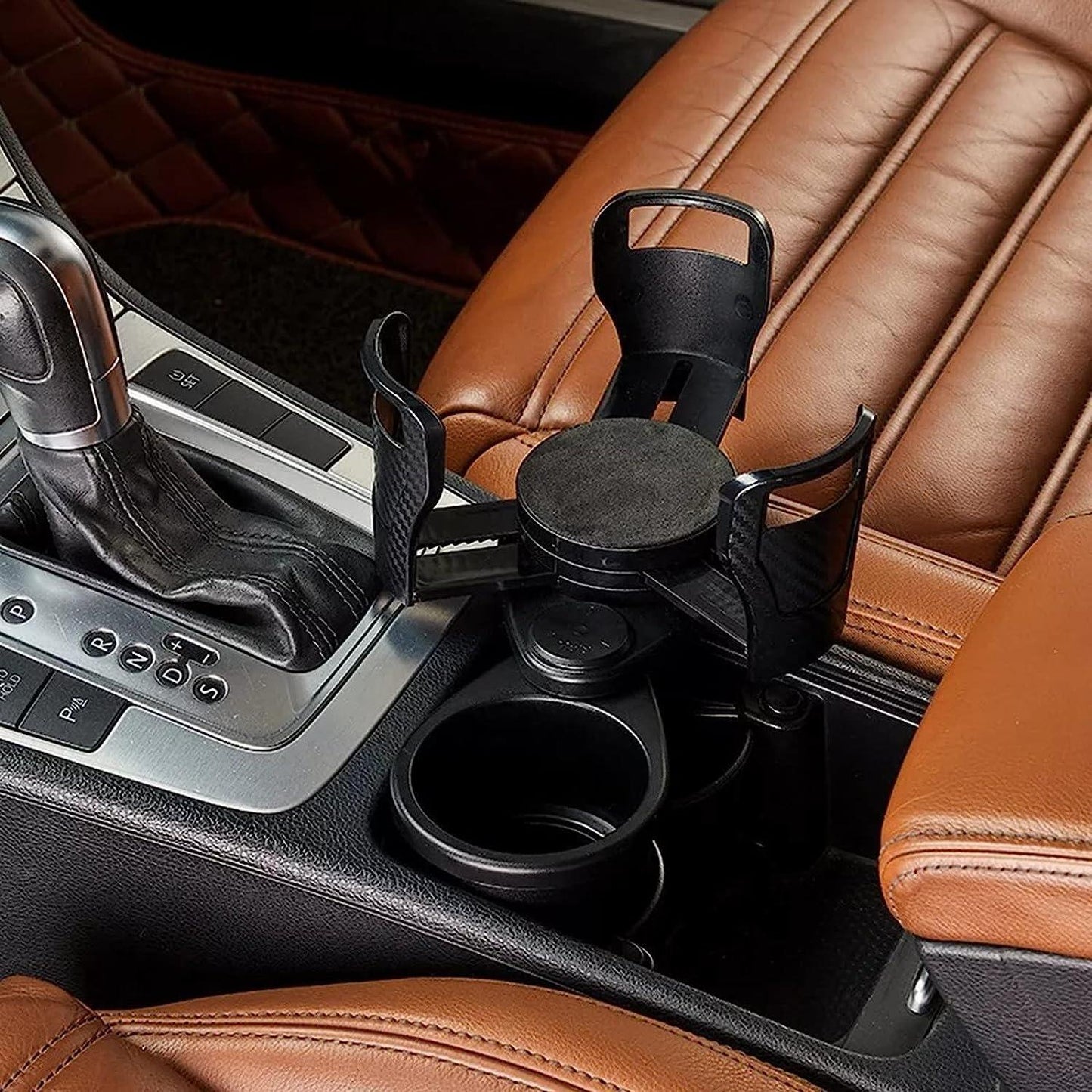 Dual Cup Holder Expander for Car | Adjustable Base | Holds Bottles, Drinks & Snacks | Universal Fit