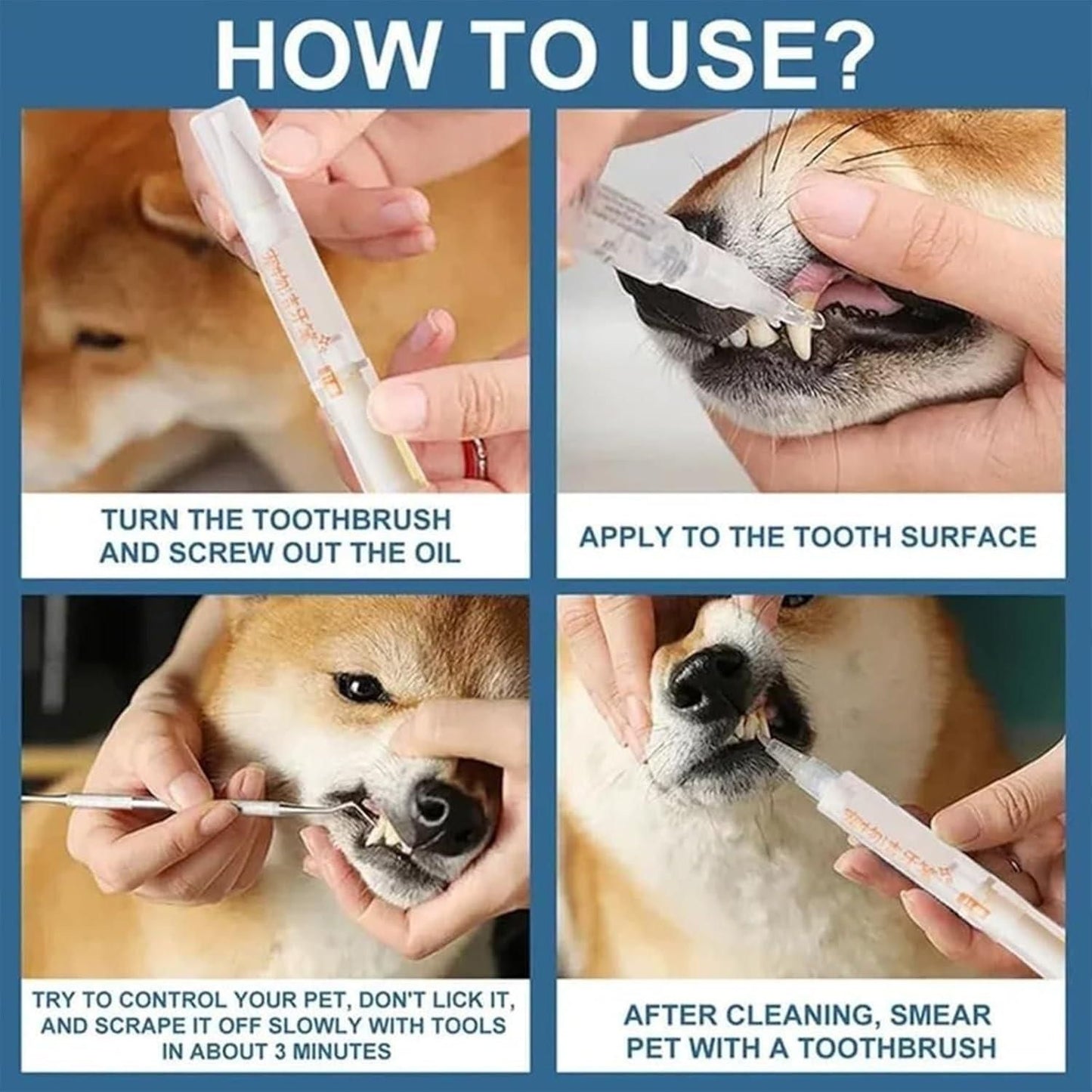 Dog Pen Toothbrush – Plaque Removal & Fresh Breath Oral Care for Pets (Pack of 1)