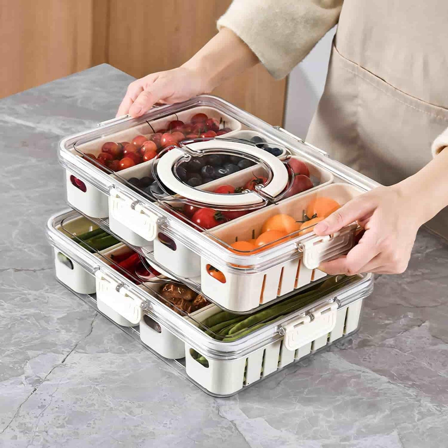 Fridge Storage Box with Four Compartments – Neatness Made Easy!