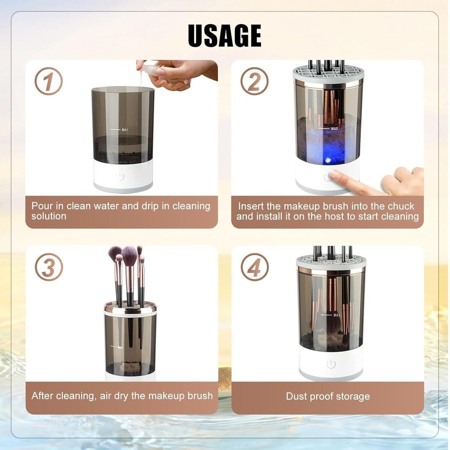 Electric Make Up Brush Cleaner – Automatic, USB Rechargeable