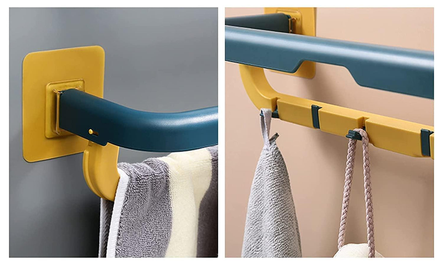 Double Layer Plastic Towel Rack with Hooks – Stylish Space Saver for Every Corner!