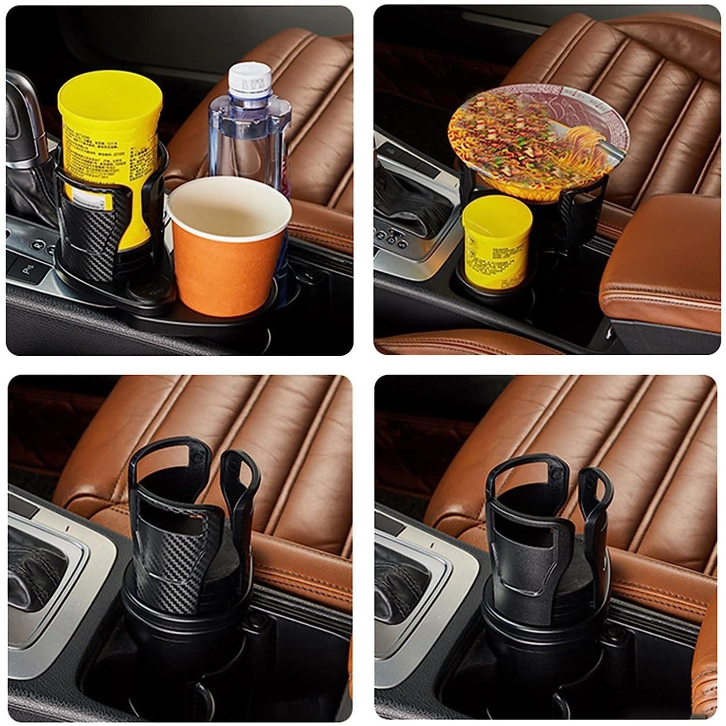 Dual Cup Holder Expander for Car | Adjustable Base | Holds Bottles, Drinks & Snacks | Universal Fit