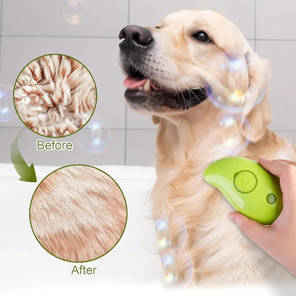 3-in-1 Steamy Pet Grooming Brush – Mango Shaped Vapor Cleanser & Hair Remover for Cats
