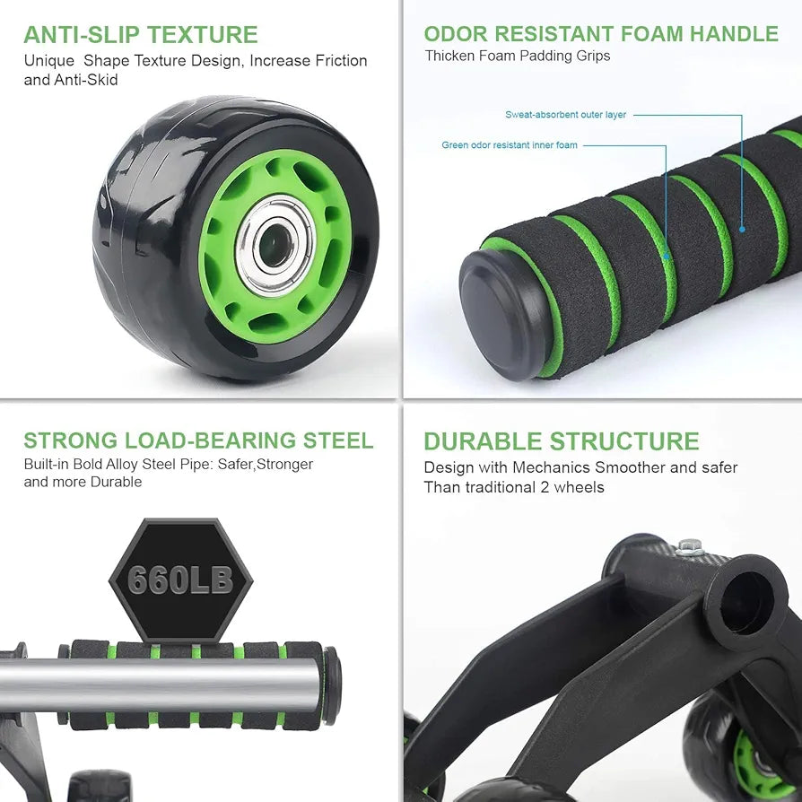 Unisex 4-Wheel AB Roller – Stable & Powerful Core Trainer for All Fitness Levels