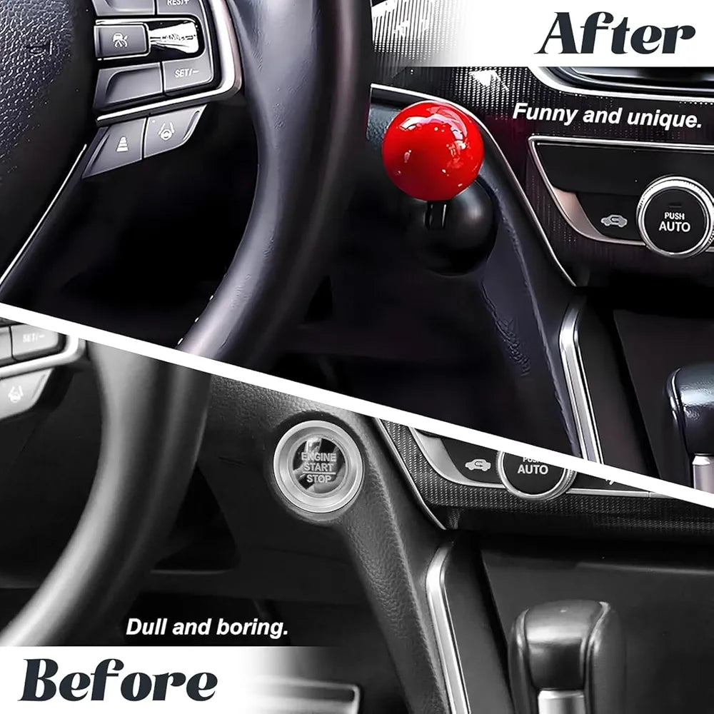 Red Alloy Joystick Push-To-Start Button Cover with Base—Car Interior Start Button Protector