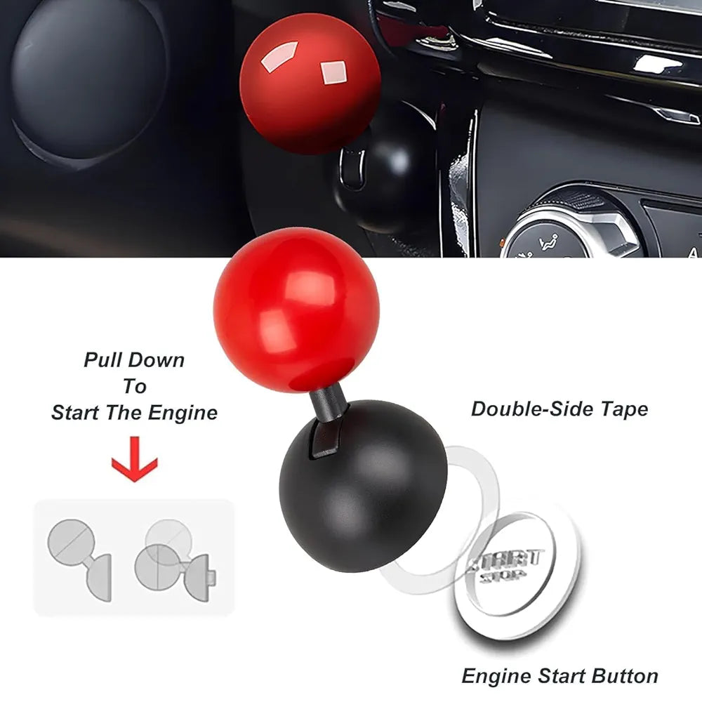 Red Alloy Joystick Push-To-Start Button Cover with Base—Car Interior Start Button Protector