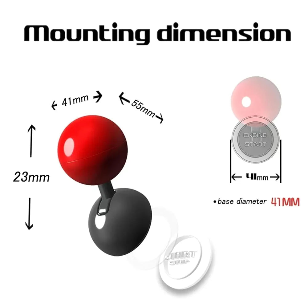 Red Alloy Joystick Push-To-Start Button Cover with Base—Car Interior Start Button Protector