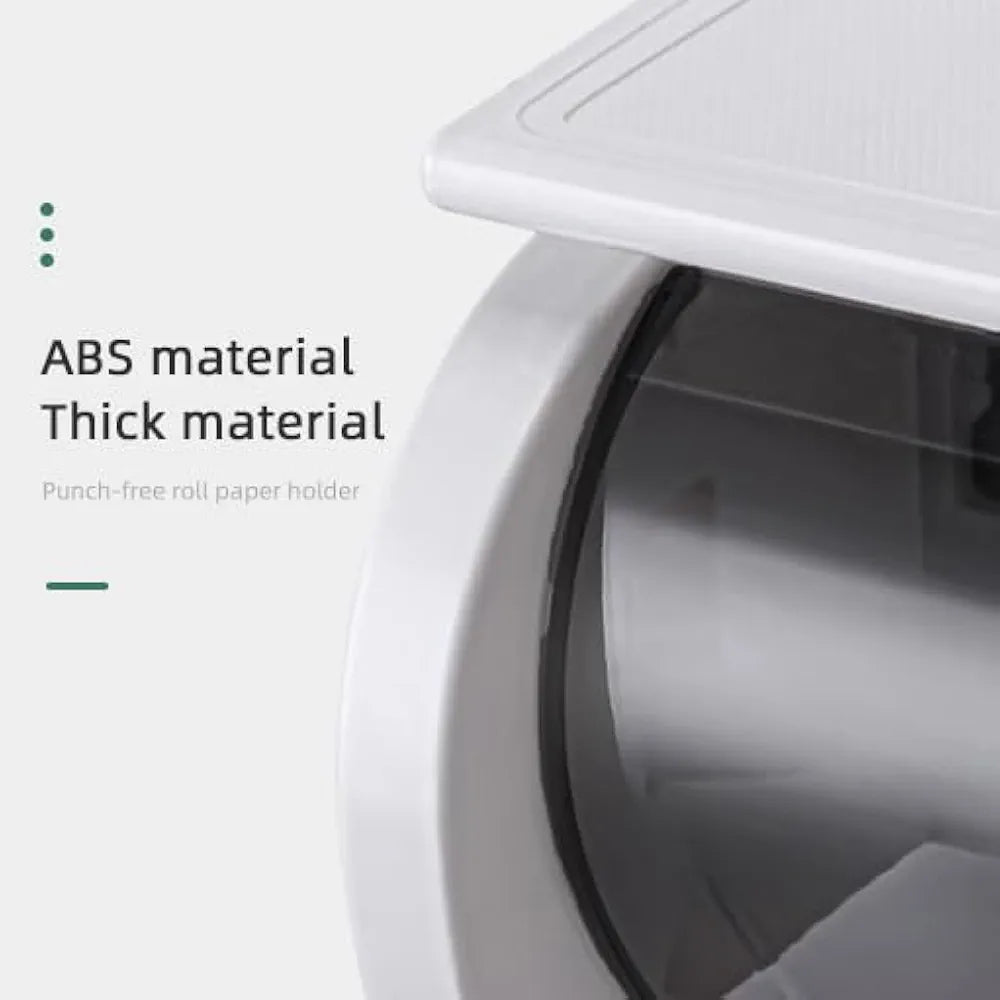 Wall-Mounted Toilet Roll Holder with Shelf – No Drill, Self-Adhesive