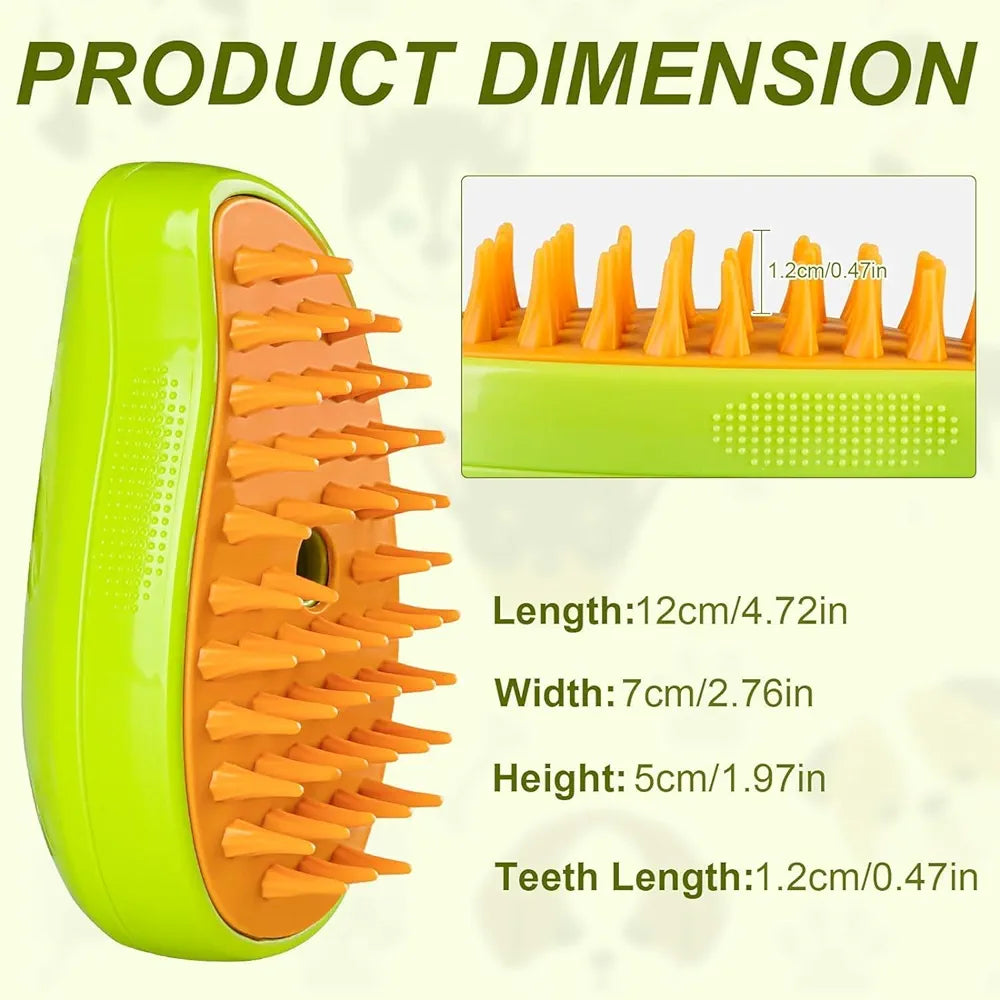 3-in-1 Steamy Pet Grooming Brush – Mango Shaped Vapor Cleanser & Hair Remover for Cats