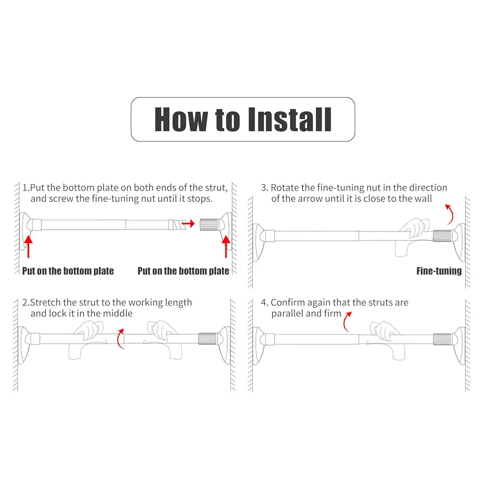 Adjustable Hanging Rod for Window, Closet & Bathroom – No Drill Installation