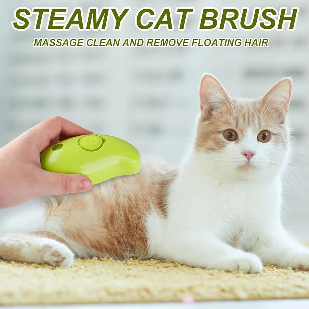 3-in-1 Steamy Pet Grooming Brush – Mango Shaped Vapor Cleanser & Hair Remover for Cats