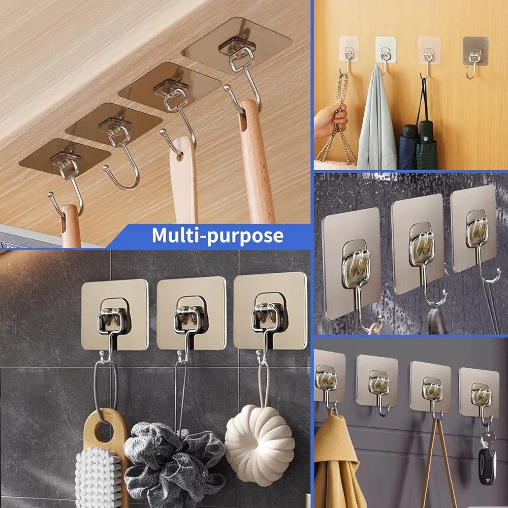 Golden Large Hooks for Hanging – Stainless Steel, Rust Resistant, Pack of 10