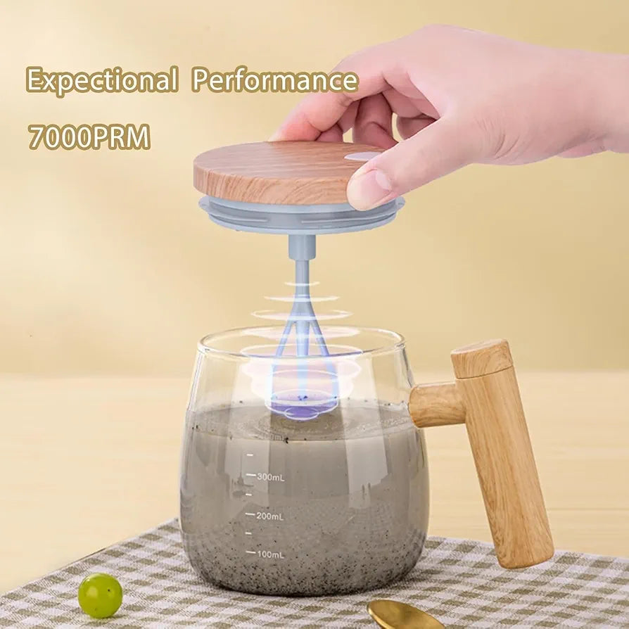 Self Stirring Coffee Mug – Automatic Glass Mixing Cup for Tea, Coffee & Hot Drinks (Battery Operated)