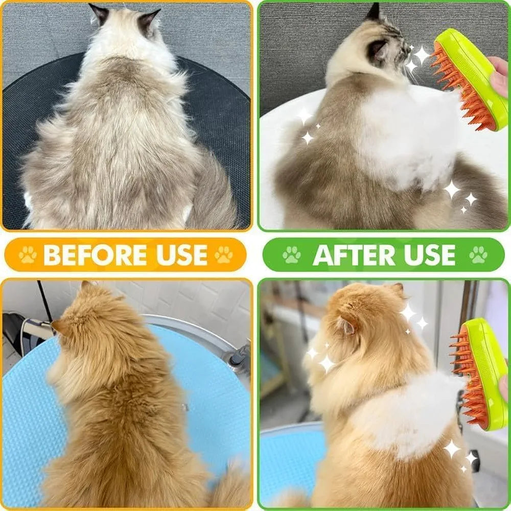 3-in-1 Steamy Pet Grooming Brush – Mango Shaped Vapor Cleanser & Hair Remover for Cats