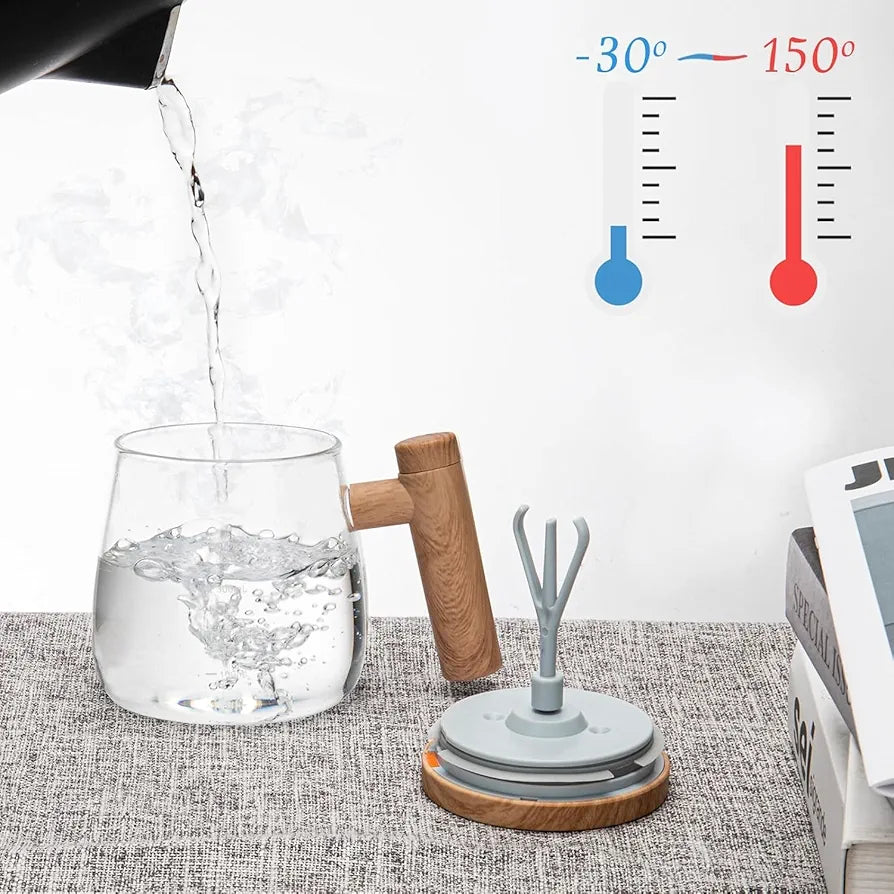 Self Stirring Coffee Mug – Automatic Glass Mixing Cup for Tea, Coffee & Hot Drinks (Battery Operated)