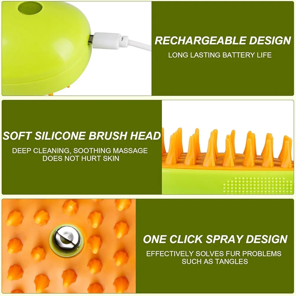 3-in-1 Steamy Pet Grooming Brush – Mango Shaped Vapor Cleanser & Hair Remover for Cats