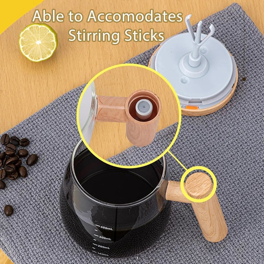 Self Stirring Coffee Mug – Automatic Glass Mixing Cup for Tea, Coffee & Hot Drinks (Battery Operated)
