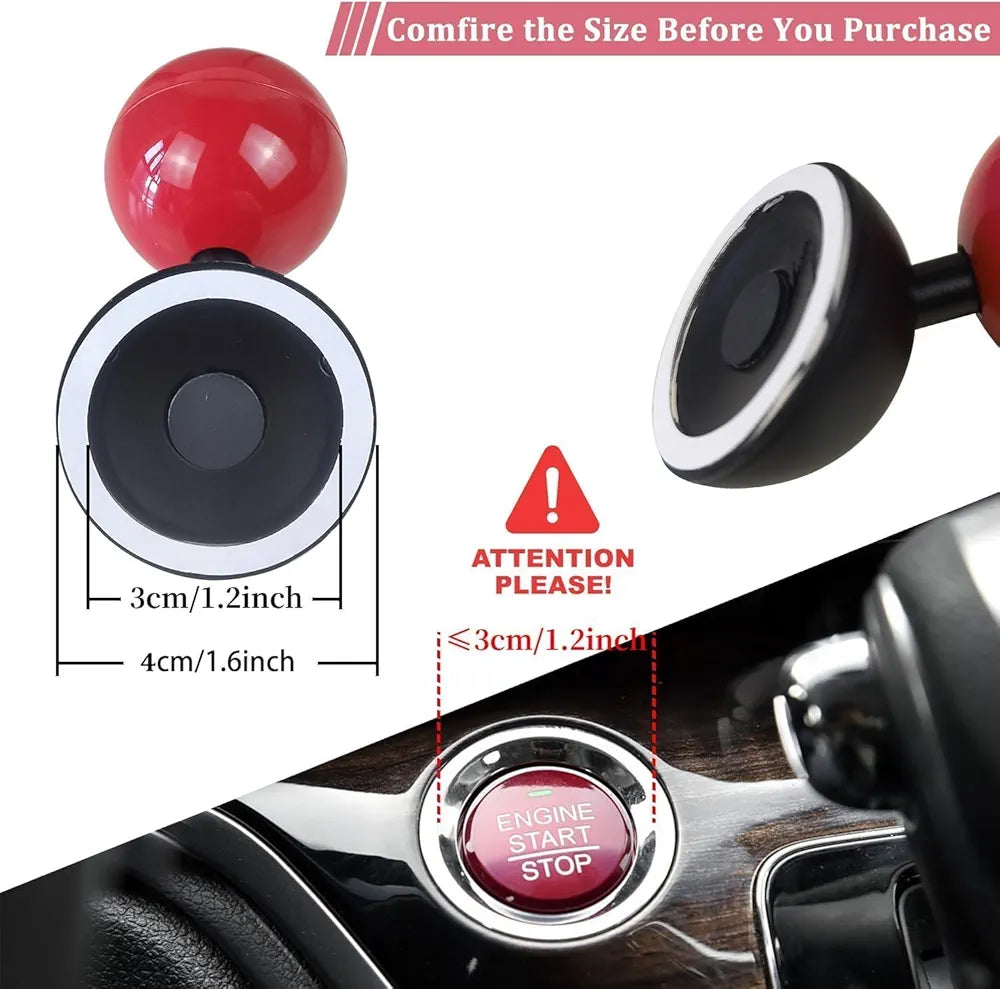 Red Alloy Joystick Push-To-Start Button Cover with Base—Car Interior Start Button Protector