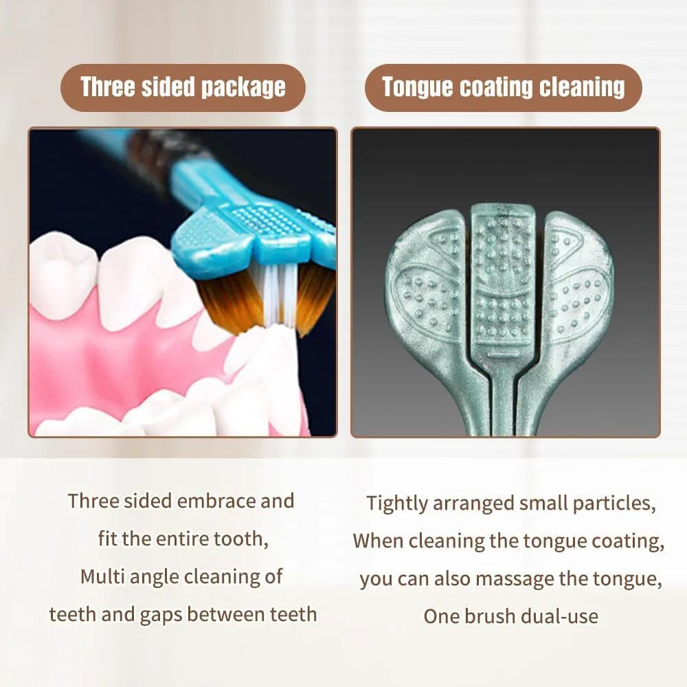 3-Sided Toothbrush for Adults – Pack of 4 Deep Cleaning