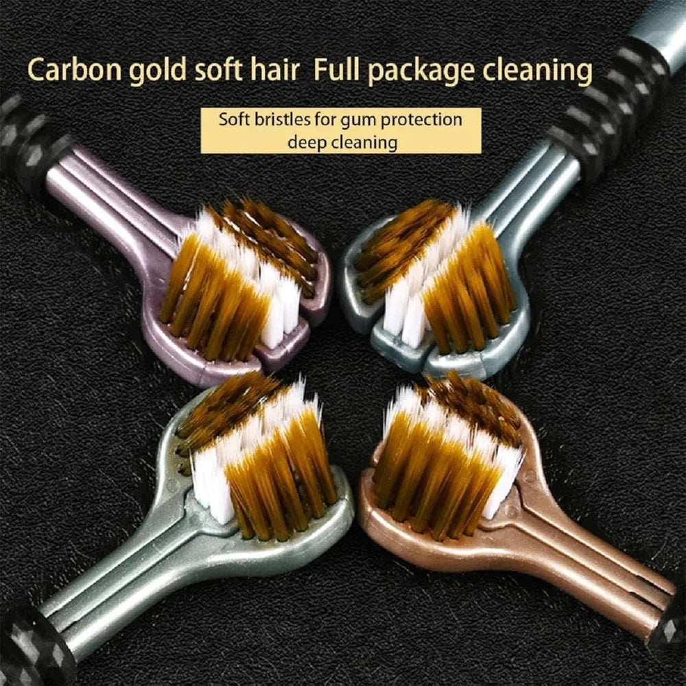 3-Sided Toothbrush for Adults – Pack of 4 Deep Cleaning