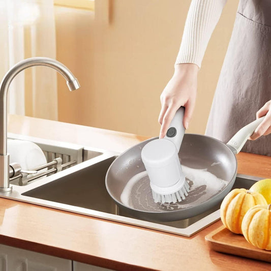5-in-1 Cordless Electric Spin Scrubber for Bathroom, Kitchen & Home (Rechargeable, White)