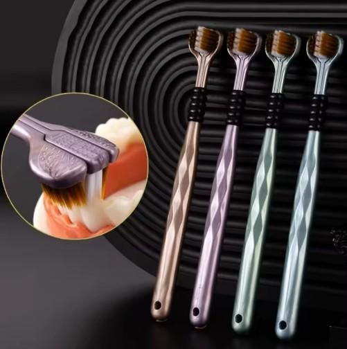3-Sided Toothbrush for Adults – Pack of 4 Deep Cleaning
