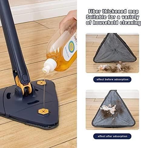 Blue Triangle Squeezing Mop with 360° Rotation and Stainless Steel Handle