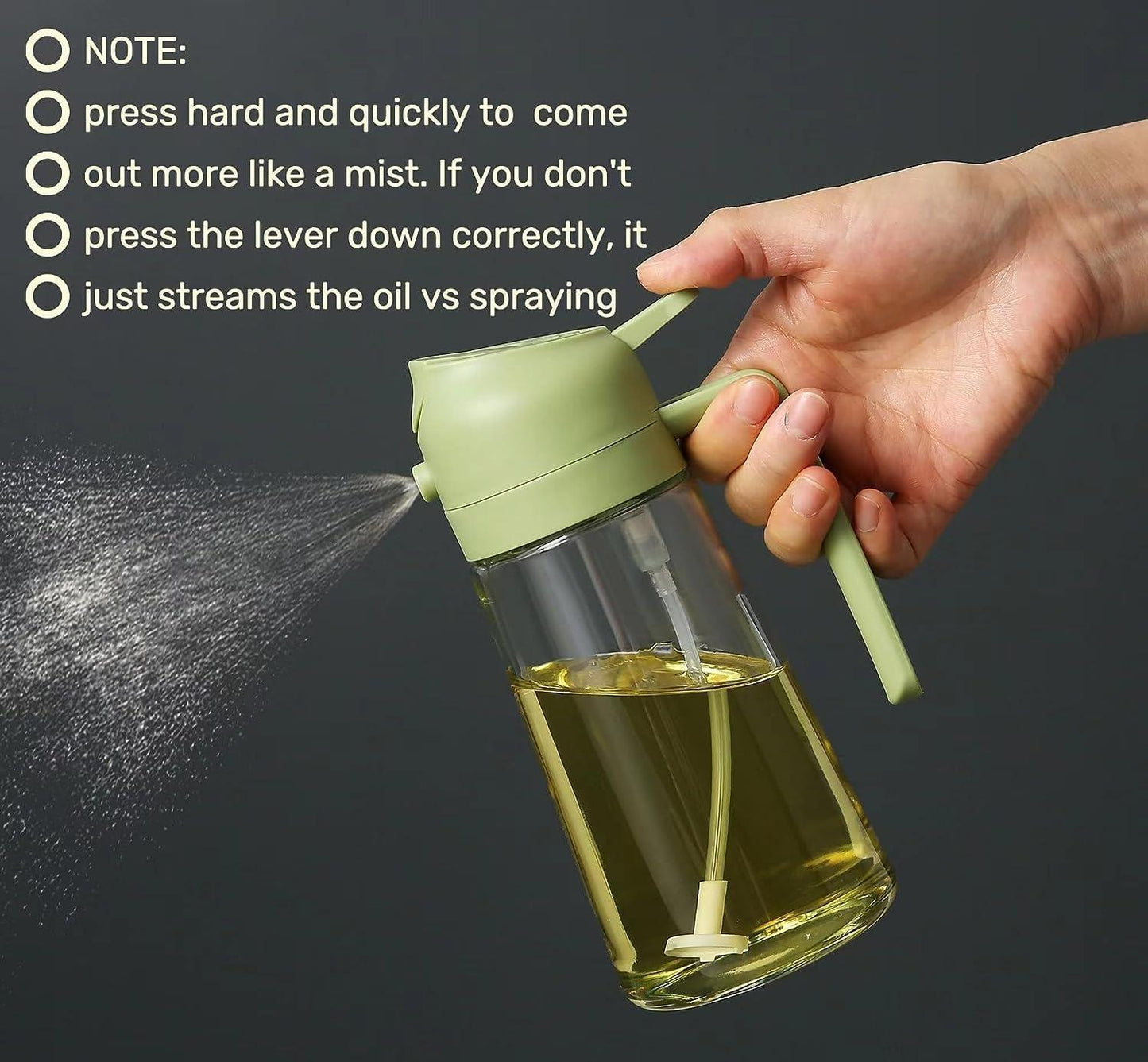 Portable Glass Oil Dispenser with Spray & Pour Function – 500ml | Ideal for Kitchen & Grilling
