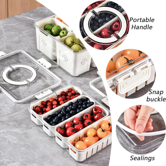 Fridge Storage Box with Four Compartments – Neatness Made Easy!