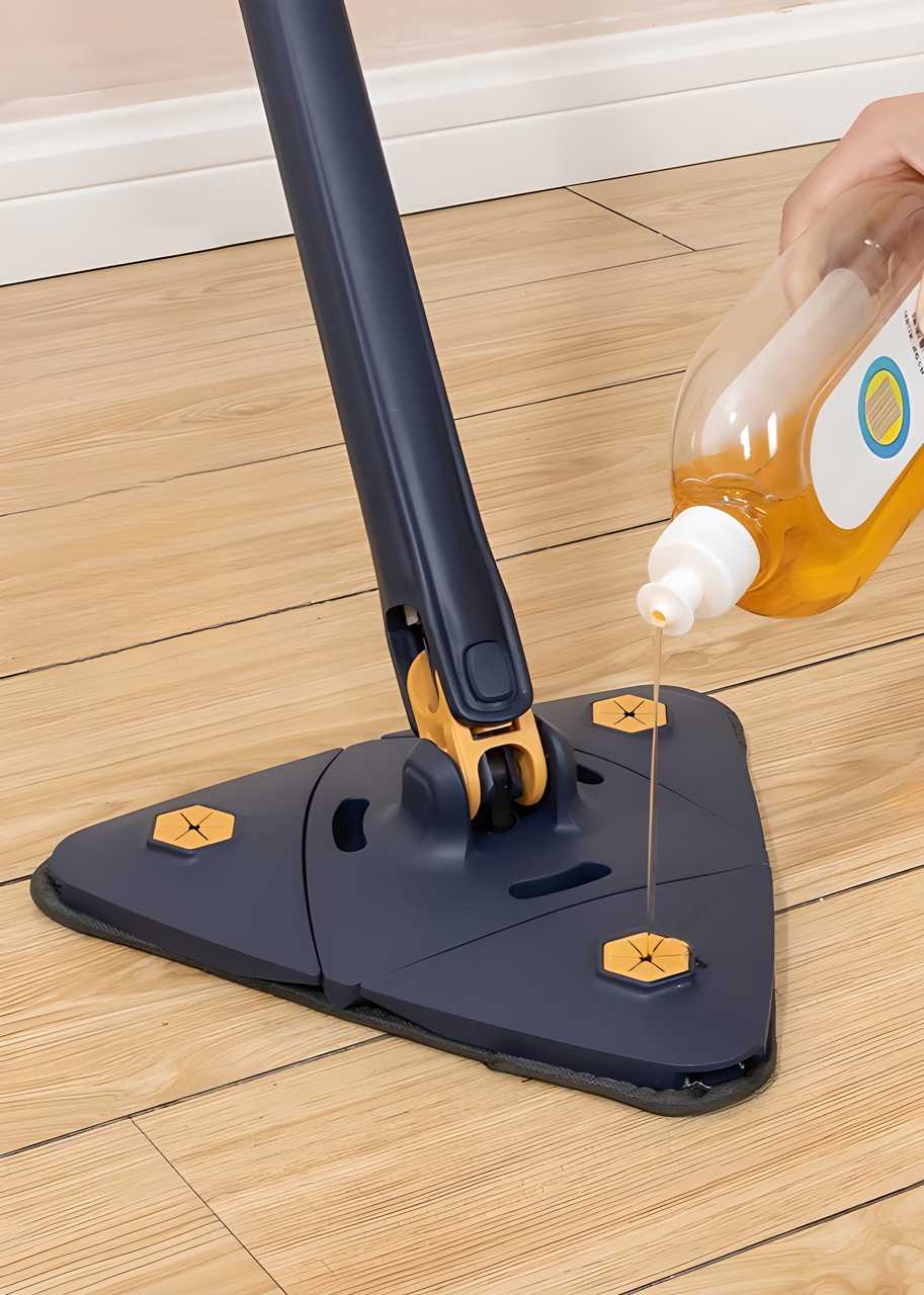 Blue Triangle Squeezing Mop with 360° Rotation and Stainless Steel Handle