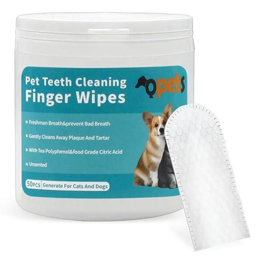 Disposable Dental Finger Wipes for Pets – 50 Count Pack for Easy Pet Oral Care
