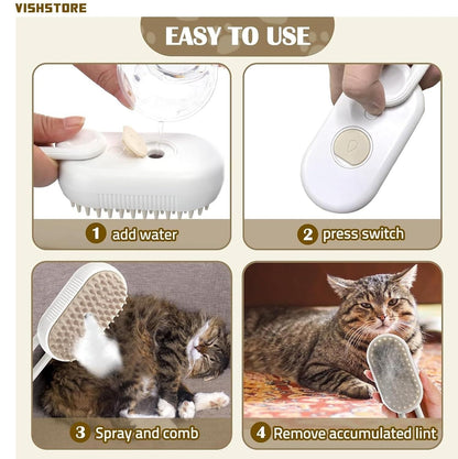 Steam Brush for Dogs and Cats – Gentle Grooming with a Warm Touch