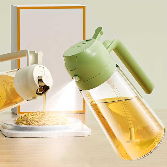 Portable Glass Oil Dispenser with Spray & Pour Function – 500ml | Ideal for Kitchen & Grilling