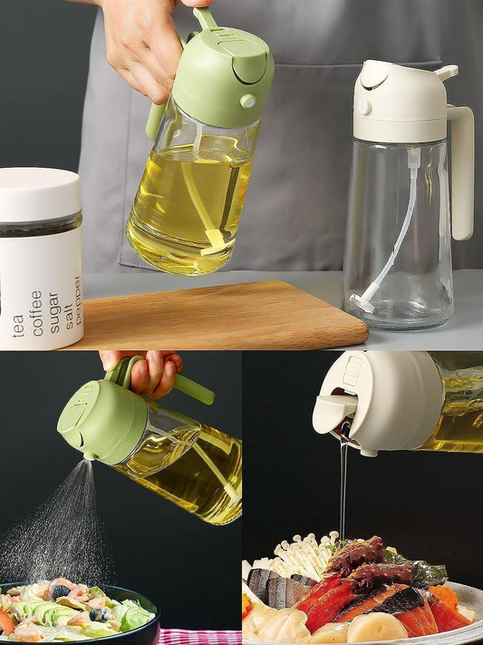 Portable Glass Oil Dispenser with Spray & Pour Function – 500ml | Ideal for Kitchen & Grilling