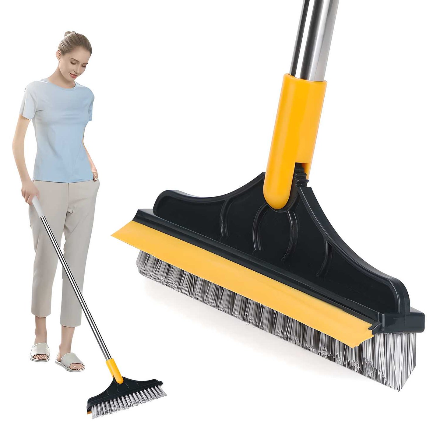 Bathroom Tiles Cleaner Brush with Long Handle and 120° Rotating Head